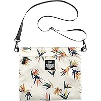 KiU K109-157 Waterproof Bag, 300D Sacoche, Large, Tropical Flowers and Birds, Off, White, Water Repellent, Stain Resistant, For Men and Women