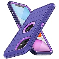 for iPhone 11 Case, with Built in Screen Protector Heavy Duty Drop Protection,Full Body Rugged Shockproof Dust Proof 3-Layer Tough Protective Phone Cover for Apple iPhone 11 (Navy Purple-b)