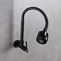 Faucets,Bathroom Faucet,Into The Wall Water-Tap Can Spin Mop Pool Single Cold Taps Kitchen Hang on The Wall Sink Faucets Basin Faucet, Sink Faucet/Black