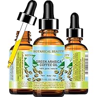 GREEN ARABICA COFFEE OIL Brazilian 100% Pure Virgin Unrefined 1 Fl.oz- 30 ml. for Face, Skin, Hair, Lip, Nails Anti-Aging Face Oil by Botanical Beauty