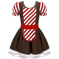 CHICTRY Gingerbread Man Costume for Kids Girls Cookie Roleplay Dress Up for Christmas Halloween Party