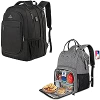 Travel Backpack for Men, Expandable Laptop Backpack with USB Charging Port, Lunch Backpack, Insulated Cooler Backpack Lunch Box Laptop Backpack with USB Port for Women Men