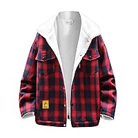 Outwear for Men Autumn And Winter Large Plaid Pocket Loose Cashmere Coat Top Blouse