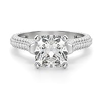 Kiara Gems 3.50 CT Cushion Moissanite Engagement Ring 10K 14K 18K Solid Gold Moissanite Diamond Ring 925 Sterling Silver Solitaire Engagement Rings, Wedding Ring For Women