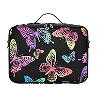 Rainbow Butterflies Cosmetic Bag for Women Travel Toiletry Bag with Handles Shoulder Strap Makeup Bag Makeup Cosmetic Case Organizer for Travel Makeup Beginners Women