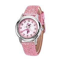 Disney Minnie Mouse Kids' Stainless Steel Time Teacher Analog Leather Strap Watch