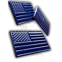 (1) All Blue Stripe Line Police Cop Navy Flag 3D US American USA Window Tailgate Decal Sticker Emblem Badge Logo Crest
