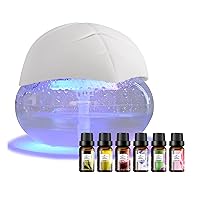Water-Based Purifier Air Washer, Air Freshener Purifier with 7 Color lights- Plus Lavender, Aqua Lily, Bulgarian Rose, Relaxing, Sleep Well, English Violet, 10ml Each