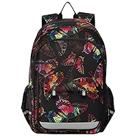 ALAZA Rainbow Butterflies Backpack Bookbag Laptop Notebook Bag Casual Travel Daypack for Women Men Fits15.6 Laptop