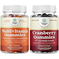 Bundle of Potent Daily Multivitamin Gummies for Adults and Natural Cranberry Gummies for Women and Men - Wellness Blend of Vitamin D A C E B12 Zinc and Biotin - Extra Strength Delicious Antioxidant