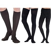 (9 Pairs) Made in USA - Graduated Opaque Compression Pantyhose 20-30mmHg for Men & Women - High Waist Support Stockings Hose - Black & Brown & Black