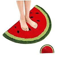 Watermelon Rug 15.75x23.62 Inch Cute Watermelon Doormat Half Round Shaped Water Absorption Bath Mat Non Slip Welcome Floor Mat Watermelon Rug