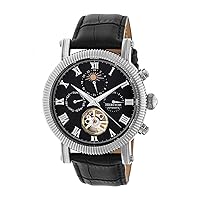 HERITOR Automatic Men's 'Winston Semi-Skeleton' Automatic Movement Stainless Steel and Leather Watch, Color:Black (Model: HERHR5202)