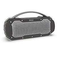 Pyle Portable Wireless Bluetooth Loud Streaming Speaker w/Deep Bass Hands-Free Microphone w/TWS Stereo Sound Function - IPX6 Waterproof Outdoor Speaker, 8H Playtime, AUX, BT Range 32+ ft - PCMPSB1BK