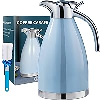 PARACITY Thermal Coffee Carafe, 18/8 Stainless Steel Thermo for Hot Drinks, Double Wall Vacuum Insulated Coffee Thermo, 51 OZ Coffee Carafes for Keeping Hot Coffee& Tea with Cleaner Brush (Blue)