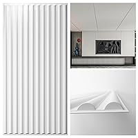 Art3d 2x4 ft Drop Ceiling Tiles in White, 12-Sheet Semi-Cylinder Design 3D Wall Panels for Interior Wall Decor 24x48 inch