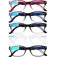 5 Pack Reading Glasses Blue Light Blocking for Women Men, Colorful Computer Readers Spring Hinges