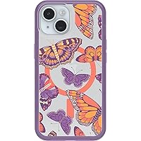 OtterBox iPhone 15, iPhone 14, and iPhone 13 Symmetry Series Clear Case - Butterfly Flutter (Purple), Snaps to MagSafe, Ultra-Sleek, Raised Edges Protect Camera & Screen