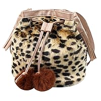 Van Caro Women’s Faux Fur Drawstring Bucket Bag Shoulder Crossbody Bag