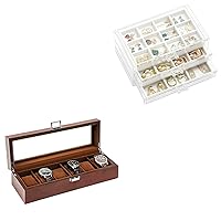 Jewelry Box Bundle with 6 Slots Wooden Watch Display Case