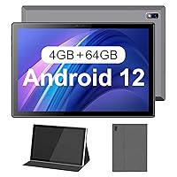 BYYBUO Android Tablet 10.1 Inch, Android 12 Tablet with Case, 1920x1200 IPS FHD Display, 2.0 GHz Octa-Core Processor, 4GB RAM 64GB ROM 7000mAh Battery,Dual Camera,WiFi,Bluetooth,GPS
