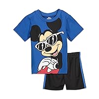 Disney Mickey Mouse Donald Duck Goofy Pluto Baby T-Shirt and Mesh Shorts Outfit Set Infant to Little Kid