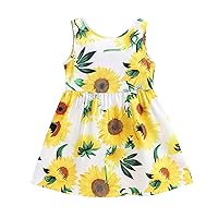 2t Thanksgiving Outfit Girl Toddler Kids Printed Sunflower Skirt Princess Baby Sleeveless Clothes Girls Fancy