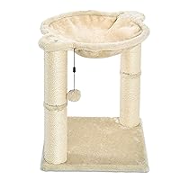 Amazon Basics Cat Tower with Hammock and Scratching Posts for Indoor Cats, 15.8 x 15.8 x 19.7 Inches, Beige