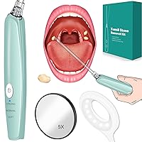 Tonsil Stone Remover Vacuum Electronic Tonsil Stone Removal Kit with LED Guidance Light, 5X Mirror, Hassle-Free Instant Suction, 3 Adjustable Modes, Green