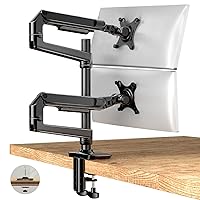 Dual Monitor Stand for Desk, Vertical Dual Monitor Mount with Wide Range of Motion, Dual Monitor Arm for 17-40