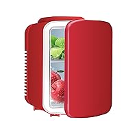Simple Deluxe Mini Fridge, 4L/6 Can Portable Cooler & Warmer Freon-Free Small Refrigerator Provide Compact Storage for Skincare, Beverage, Food, Cosmetics, Red