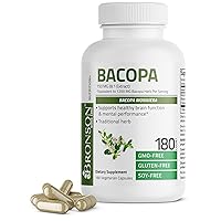 Bacopa (1200mg Equivalent from 8:1 Extract) Supports Healthy Brain Function and Mental Performance, Traditional Herb, Non-GMO, 180 Vegetarian Capsules