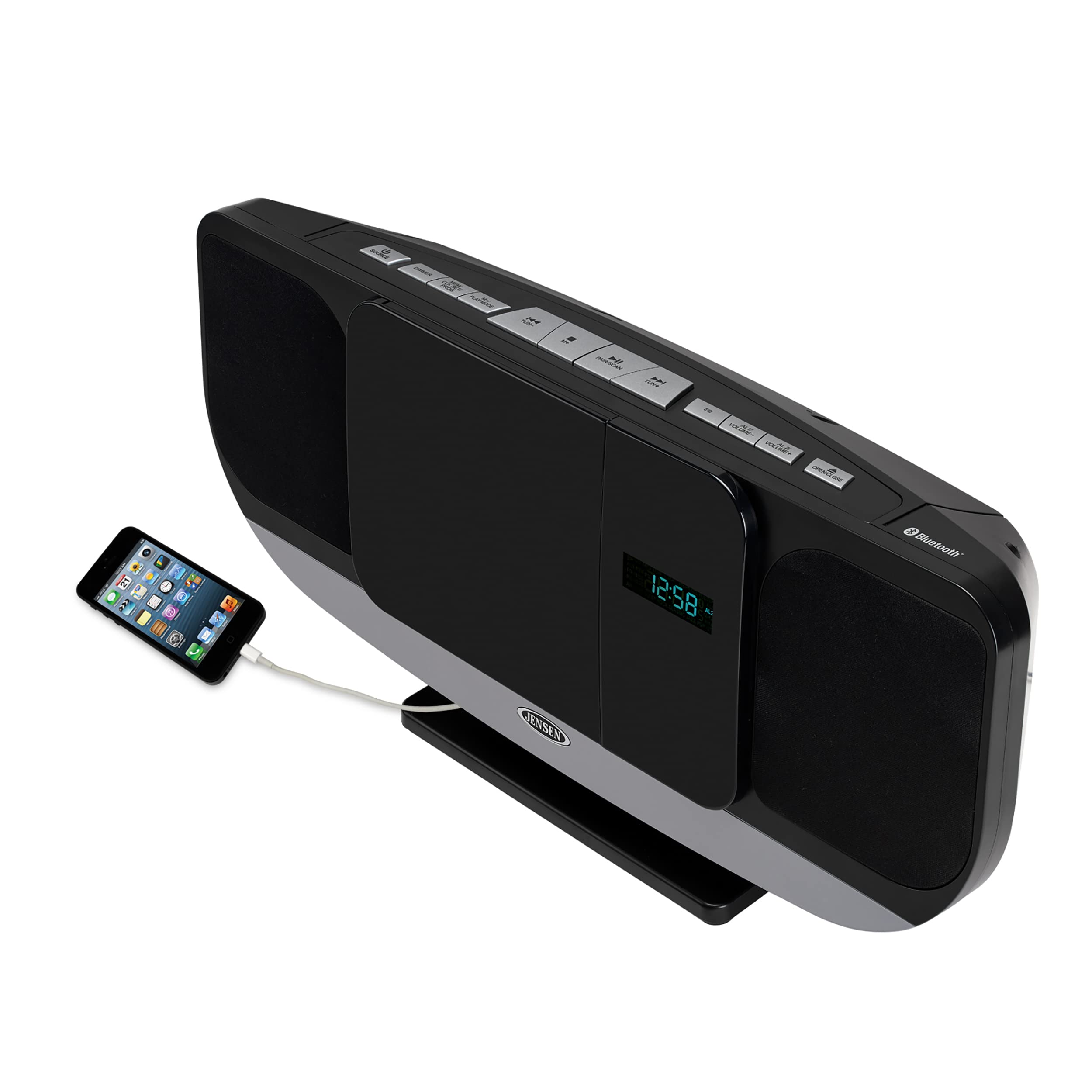 JENSEN JBS-215 Bluetooth Wall-Mountable Music System with CD Player and FM Radio, JBS-215