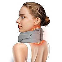 Heated Neck Brace Cervical Collar - Neck Support Brace with Heating Pad, Soft Foam Wraps Keep Vertebrae Stable and Aligned for Relief of Cervical Spine Pressure for Women & Men (L Size) Grey