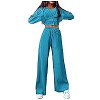 Women Fall Track Suits 3 Piece Workout Sets Ribbed Knit Button Down Crop Jackets Cropped Tank Tops Wide Leg Pants