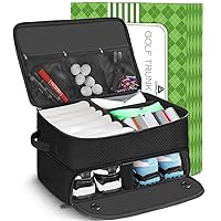2 Layer Golf Trunk Organizer, Waterproof Car Golf Locker for 2 Pair Shoes, Durable Golf Trunk Storage for Balls, Tees, Clothes, Gloves, Accessories, Golf Gifts