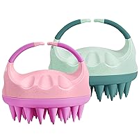 HEETA Scalp Massager Hair Growth with Soft Silicone Bristles to Remove Dandruff and Relieve Itching, Shampoo Brush for Hair Care & Relax Scalp, Scalp Scrubber for Wet Dry Hair (Coral Pink & Green)