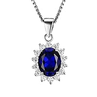 JewelryPalace Princess Diana Kate Middleton Natural Amethyst Citrine Garnet Peridot Topaz Created Ruby Sapphire Simulated Emerald Pendant Necklace for Women, 925 Sterling Silver Gemstone Jewelry Set