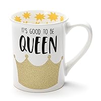 Enesco It's Good to be Queen Stoneware Glitter Mug, 1 Count (Pack of 1), Gold