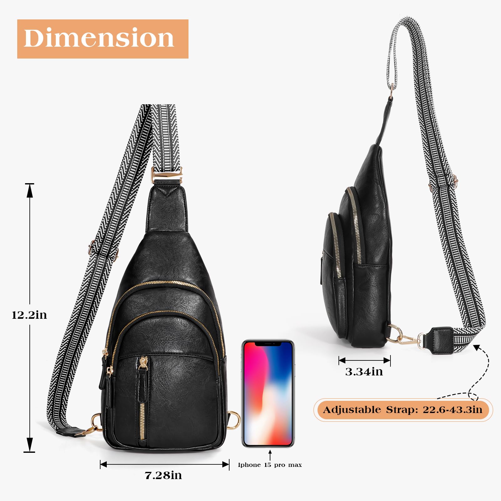 SUOSDEY Sling Bags for Women Crossbody Leather Sling Backpack Chest Bag Should Bags for Casual Traveling Hiking Cycling