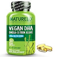 Vegan DHA - Omega 3 Oil from Algae - Supplement for Brain, Heart, Joint, Eye Health - Provides Essential Fatty Acids for Women, Men and Kids - Complements Prenatal Vitamins - 60 Softgels