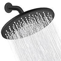 Rain Shower Head VMASSTONE 9In High Pressure Showerhead - Tool Free Installation- with Large Spray Surfaces and 200 Nozzles for Delicate and Unstimulate Shower Experience (EM-001 Matte Black/Black)