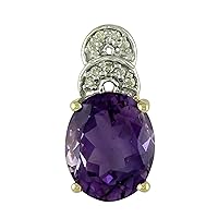 Carillon Amethyst Natural Gemstone Oval Shape Pendant 10K, 14K, 18K Yellow Gold Party Jewelry