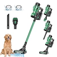 Stick Vacuum Cleaner, Cordless Vacuum Cleaner with with Lighting Detachable Battery for Hard Floor Carpet Pet Hair - Green