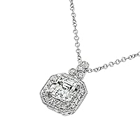 Amazon Collection Platinum Plated Sterling Silver Pendant Necklace set with Asscher Cut Infinite Elements Cubic Zirconia