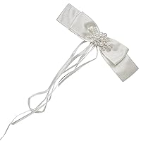 Expo International Vintage Bridal Satin Bow with Pearls Applique | White