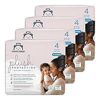 Amazon Brand - Mama Bear Plush Protection Diapers, Hypoallergenic, Size 4, 144 Count (4 Packs of 36), White and Cloud Dreams