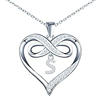Panda-Jewellery Women's Necklace with Pendant - Letter A-Z - Heart Infinity - Necklace with Zirconia for Women Silver 925 Girls Pendant Jewellery for Her Alphabet Gift
