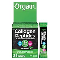 Hydrolyzed Collagen Powder, 5g Grass Fed Collagen Peptides, Unflavored - Hair, Skin, Nail, & Joint Support Supplement, Paleo & Keto, Type 1 and 3 Collagen - 0.18 Oz Travel Packets (Pack of 25)