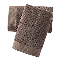 Chocolate Hand Towel Set of 2 Premium 100% Cotton Herringbone Striped Weave Ultra Soft Highly Absorbent Hand Towel for Bathroom 13 X 29 Inch